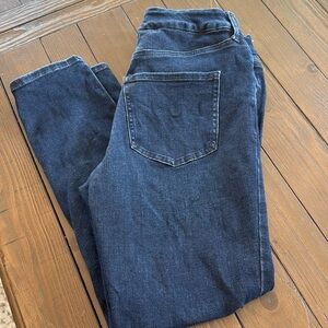 Express Skinny Mid Rise Ultra Hyper Stretch Jeans Blue Sz Medium Distressed